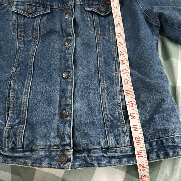 Y2K Roxy Jean Jacket Womens M Faux Fur Trim Gilmore Girls Lorelai 2000s Snap - Picture 6 of 9